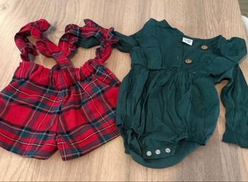 Ensemble salopette short + body ML léger Patpat 6-9 mois