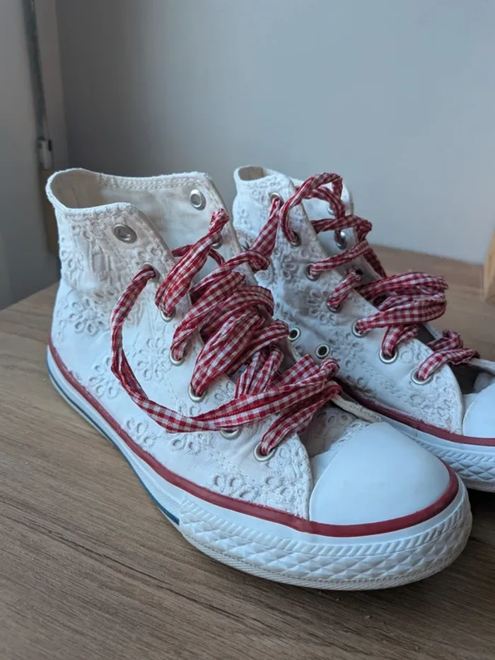 Converse broderie anglaise et lacets vichy - photo numéro 2