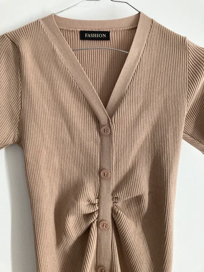 Robe longue boutons beige marron clair camel comme neuve - photo numéro 2