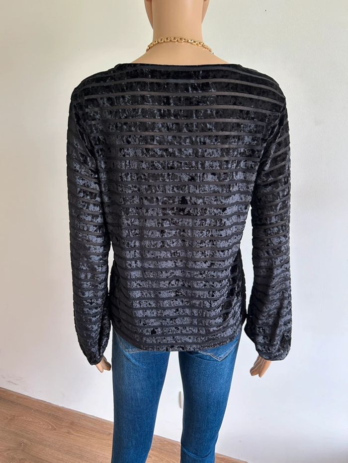 Haut noir en velours à manches longues 123 taille S jamais porté - photo numéro 7