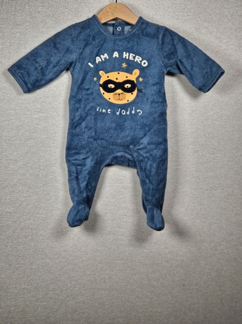 Pyjama velours bleu kiabi 3 mois 56-62 cm