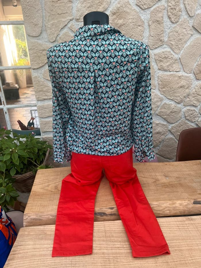 Chemisier it hippie taille S femme fluide bleu orange 36 - photo numéro 6