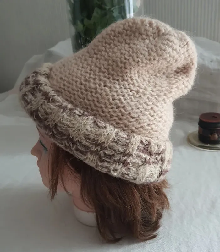 Bonnet crème maille vintage femme - photo numéro 3