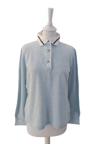 Polo manches longues col brodé femme 38