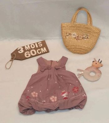 Robe 👣 bouffante 3mois  violette fée et fleurs