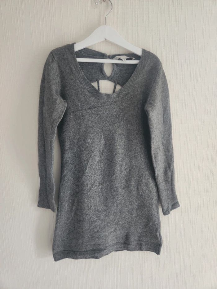 Jolie robe pull Maje gris motif guitare 10 ans