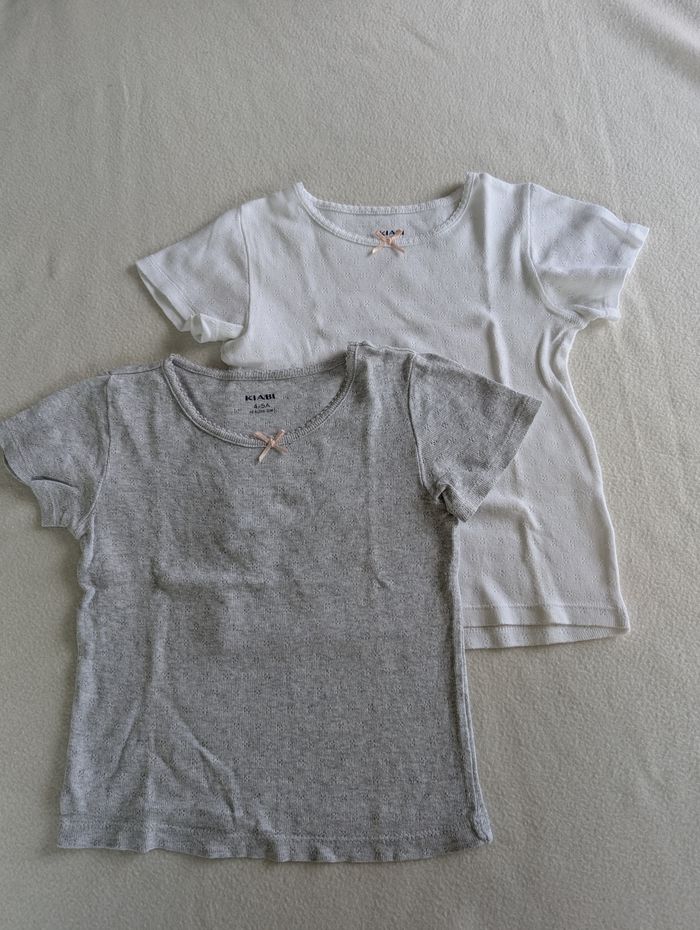 Lot de 2  Tshirts MC sous pull gris et blanc - 4/5A - Kiabi