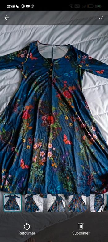 Robe femme XL 42 motif papillon manches longues