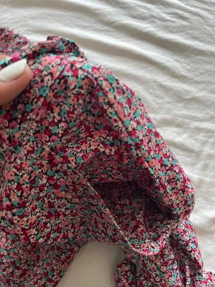 Pantalon léger, fleuri, idéal pour l’été bleu et rose - photo numéro 3