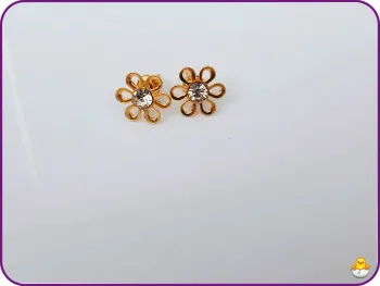 Boucles d’oreilles puces fleurs ajourées avec strass