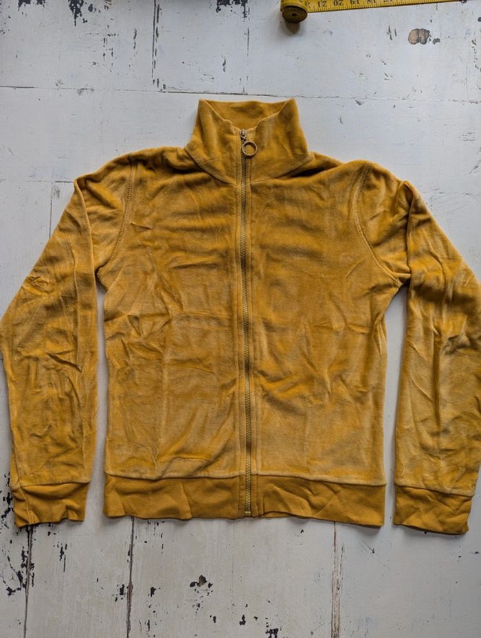Veste zippée en velours éponge jaune moutarde – Taille M - photo numéro 3