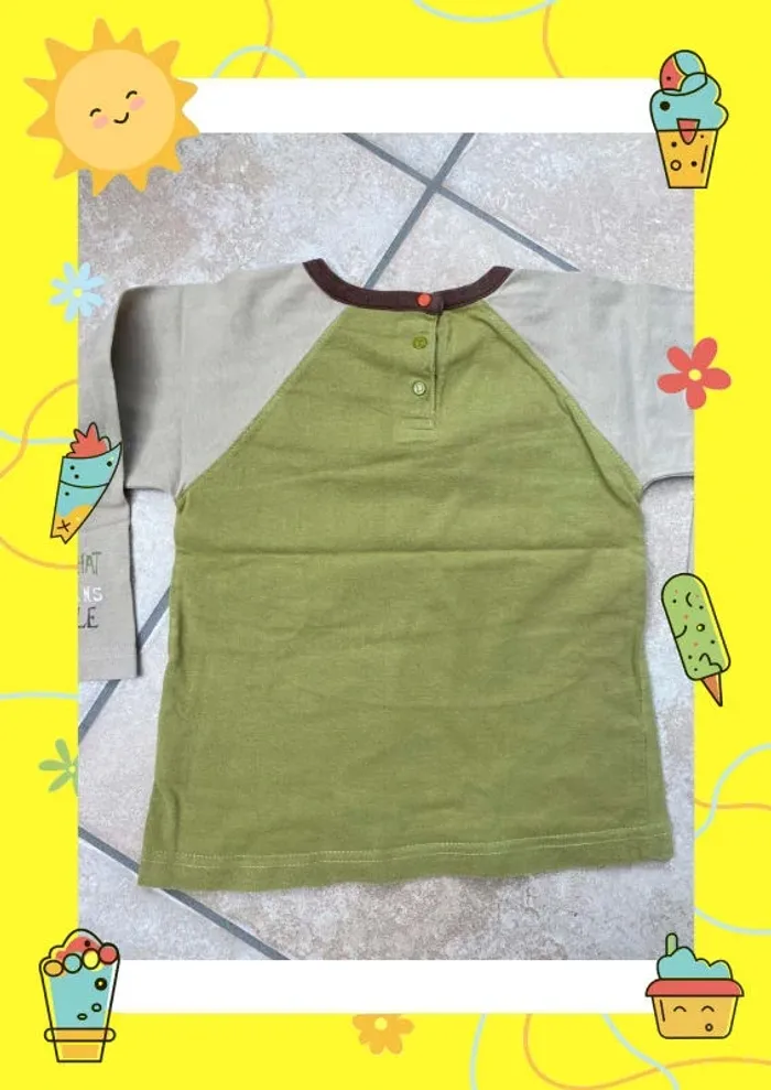 T-shirt manches longues marron vert Du Pareil au Même 23 mois - photo numéro 7