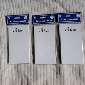 3 Lots de 5 cartes Menu