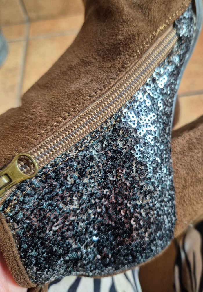 Bottines-lowsboots pailletées en daim - photo numéro 7
