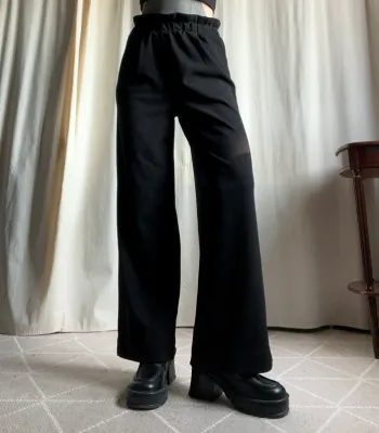 Pantalon noir jambes larges Corporate Goth Officecore - Taille S/M