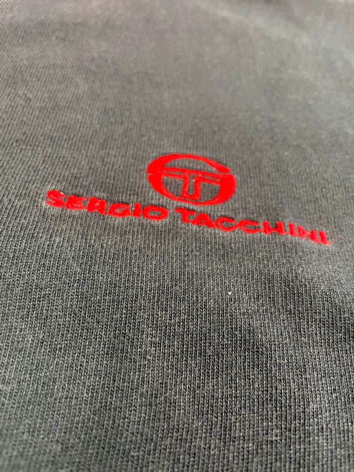 Veste survêtement Sergio Tacchini vintage noir et rouge taille L y2k logo brodé - photo numéro 5