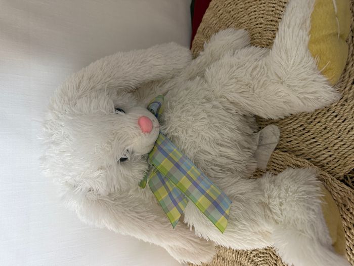 Maxi lapin petit noeud dessous oreilles et pattes jaune - photo numéro 2