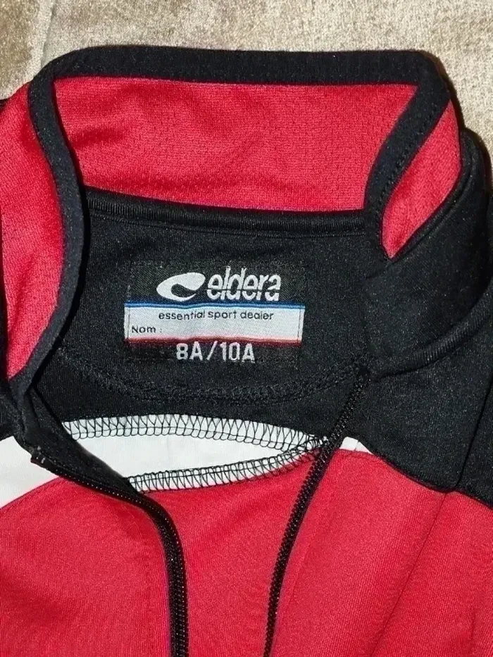Pull zippé sport Eldera rouge noir mixte 8-10 ans - photo numéro 2