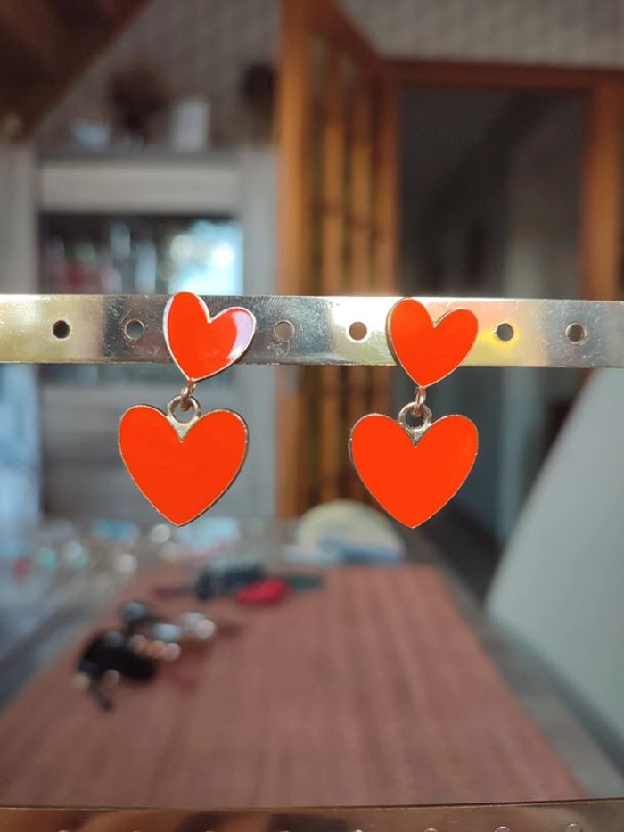 Boucle d'oreilles cœur orange