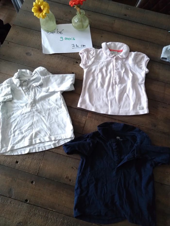 Lot de 3 polos bébé fille de 9 mois 74 cm - photo numéro 2