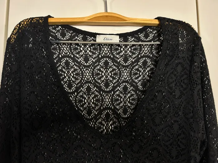 Nuisette noire ajourée Etam - Taille S - photo numéro 3