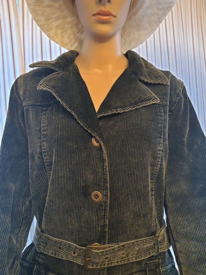 Veste en velour gris matelassé IDPDT taille L - photo numéro 7