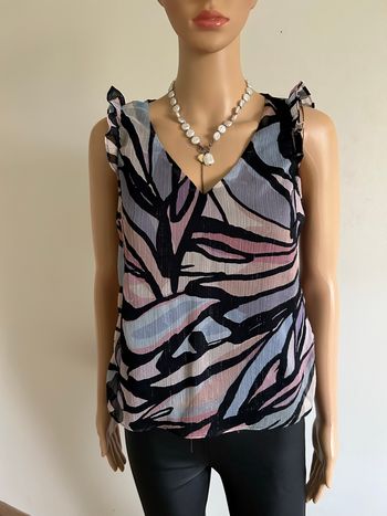 Blouse noire et imprimée sans manches Naf Naf taille S jamais portée 