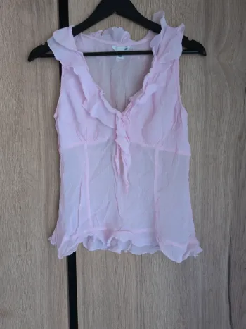 Top Rose Pâle Volants H&M Taille 40