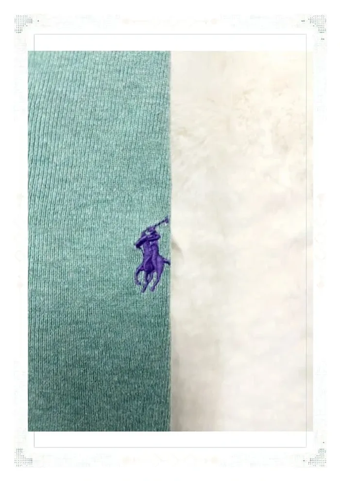 Ralph Lauren pull homme coton Pima vert d’eau col V taille M - photo numéro 5