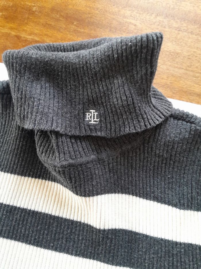Pull rayé moulant Ralph lauren brodé RL taille M - photo numéro 7