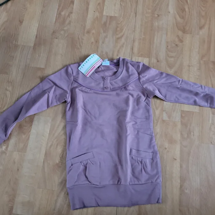 💜 vertbaudet 7 ans neuf - ensemble FILLE sweat violet + legging marine 💜 - photo numéro 2