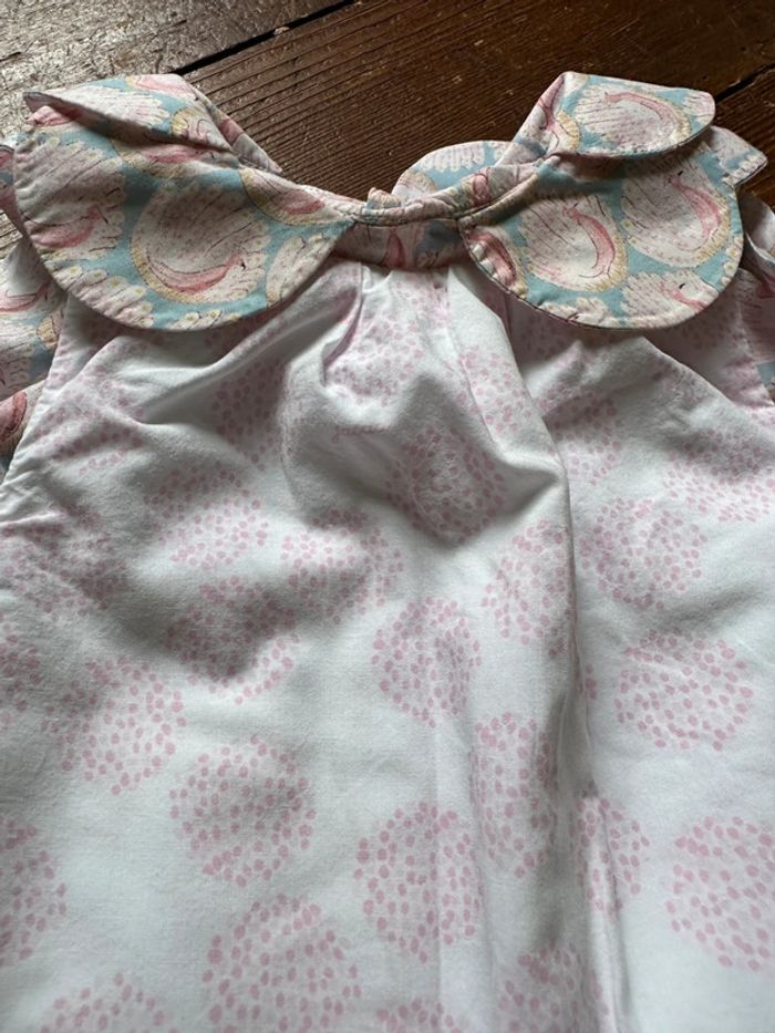 Ensemble Jacadi salopette chemisier paon rose 6 mois - photo numéro 2