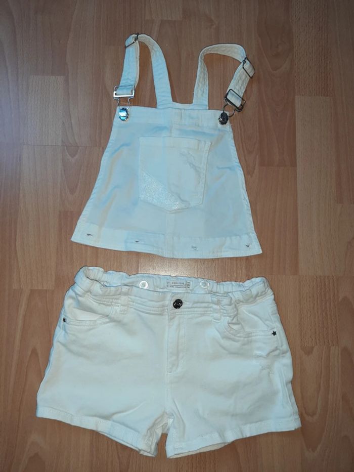 Salopette short 2 en 1 blanche T 8-9 ans - photo numéro 3