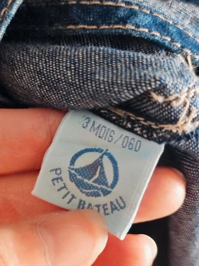 Salopette Short Jean / Petit Bateau - 3 mois - photo numéro 4