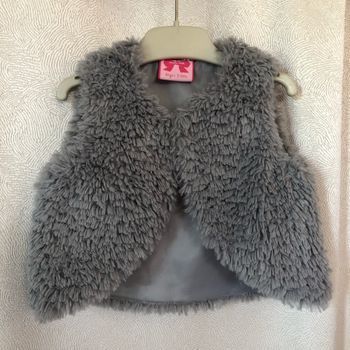 Gilet boléro fourrure gris scintillant 3/6 mois Mini Moi