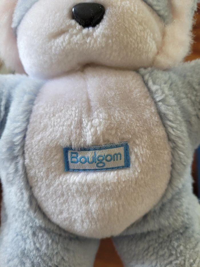 RARE Peluche Lion Boulgom 24cm Pouet (qui fonctionne) bleu blanc Made in France crinière - photo numéro 2