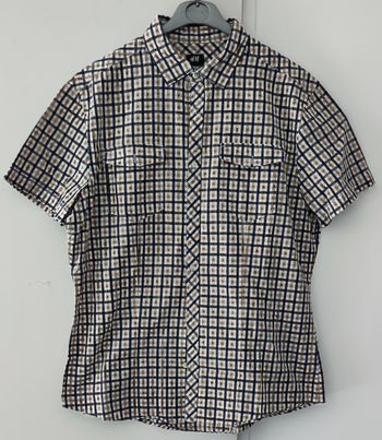 Chemise à manches courtes pour homme taille L marque H&M couleur bleu et marron à carreau