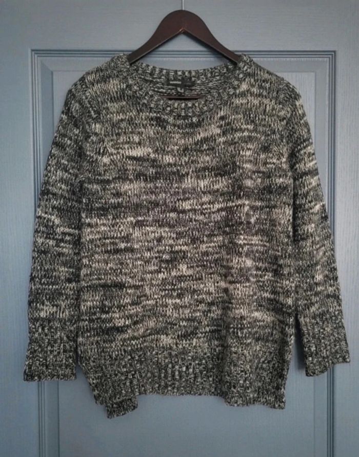 Pull d'hiver Mango en laine et angora chiné gris et noir Taille 36 à 42