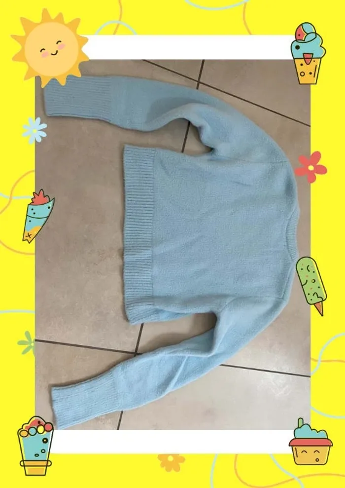 Pull court bleu clair Zara 36 - photo numéro 4