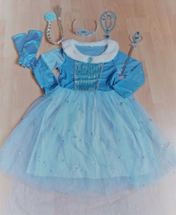Déguisement robe princesse bleu velours 6ans - photo numéro 1