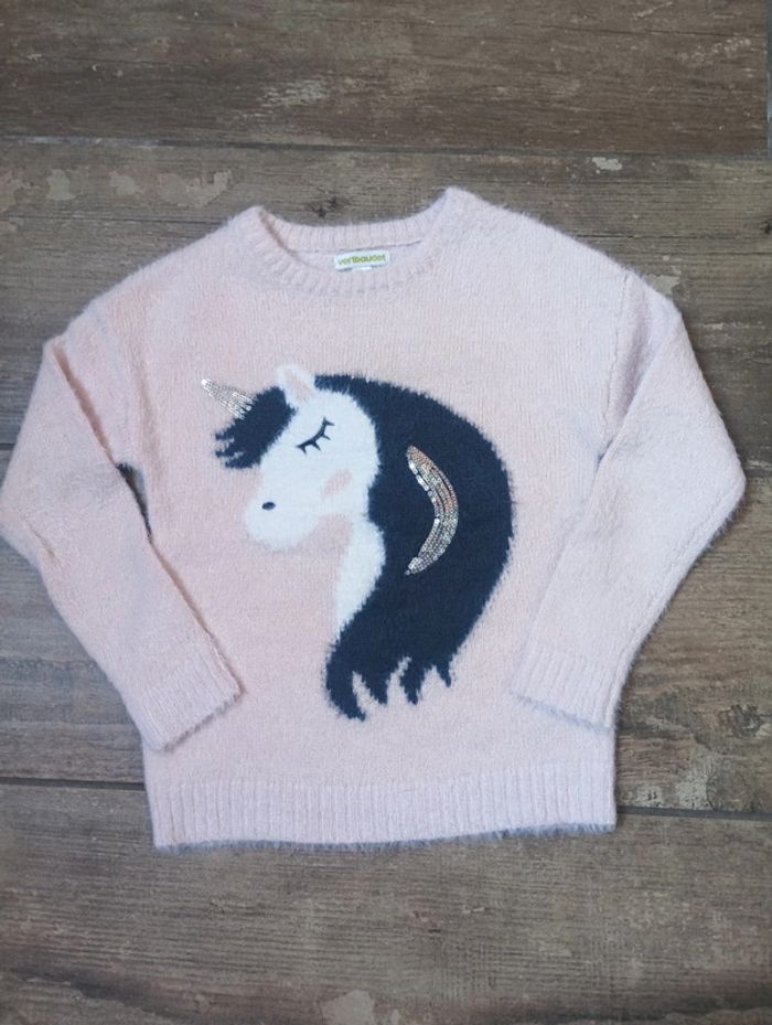 Pull Fille 5 ans Licorne sequins Vertbaudet