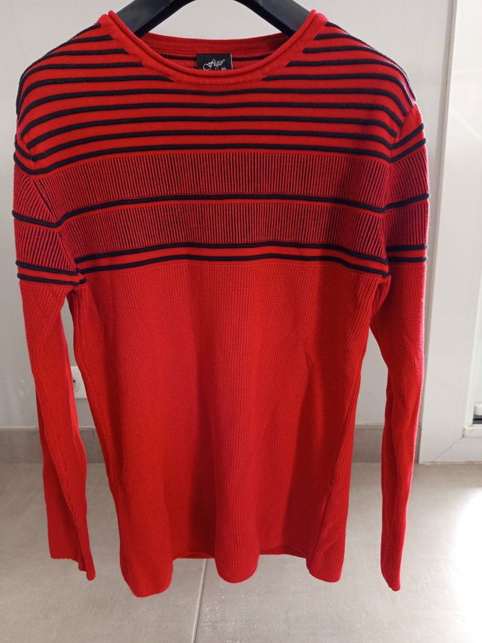 Très beau pull comme neuf rouge foncé et noir - photo numéro 8