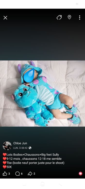 Bodie déguisement Sully avec chaussons et big Feet 
