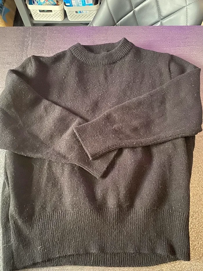 Pull dos nu noir femme taille m - photo numéro 3