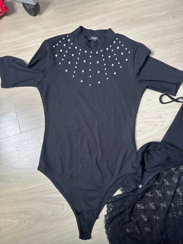 Lot de 3 bodys noir taille 38 ( 1 iode et car taches le crème ) - photo numéro 2