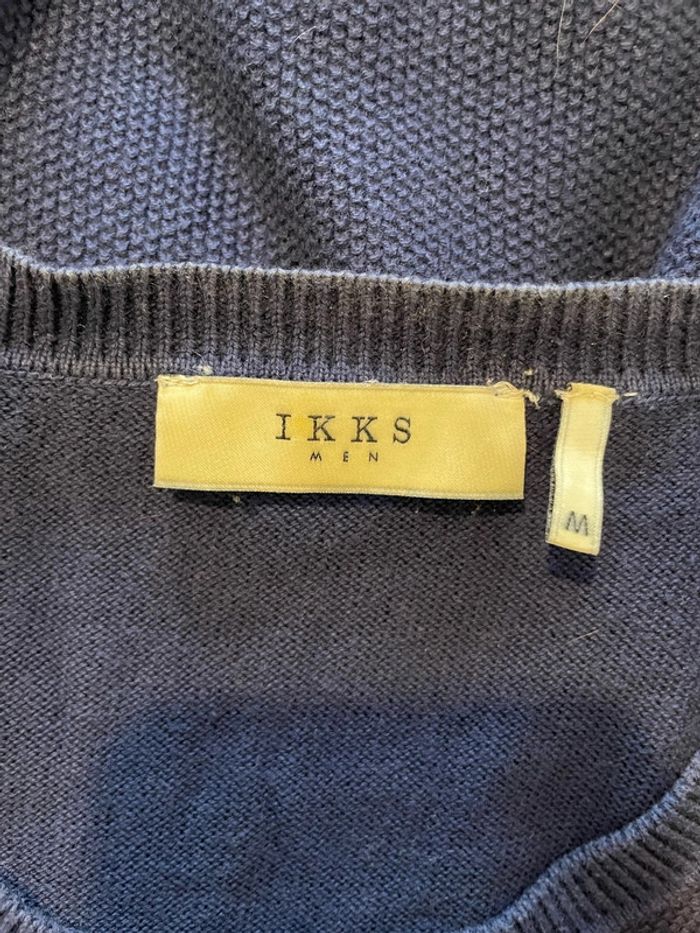 Pull homme à manches longues extensible bleu marine col rond IKKS taille M - photo numéro 5