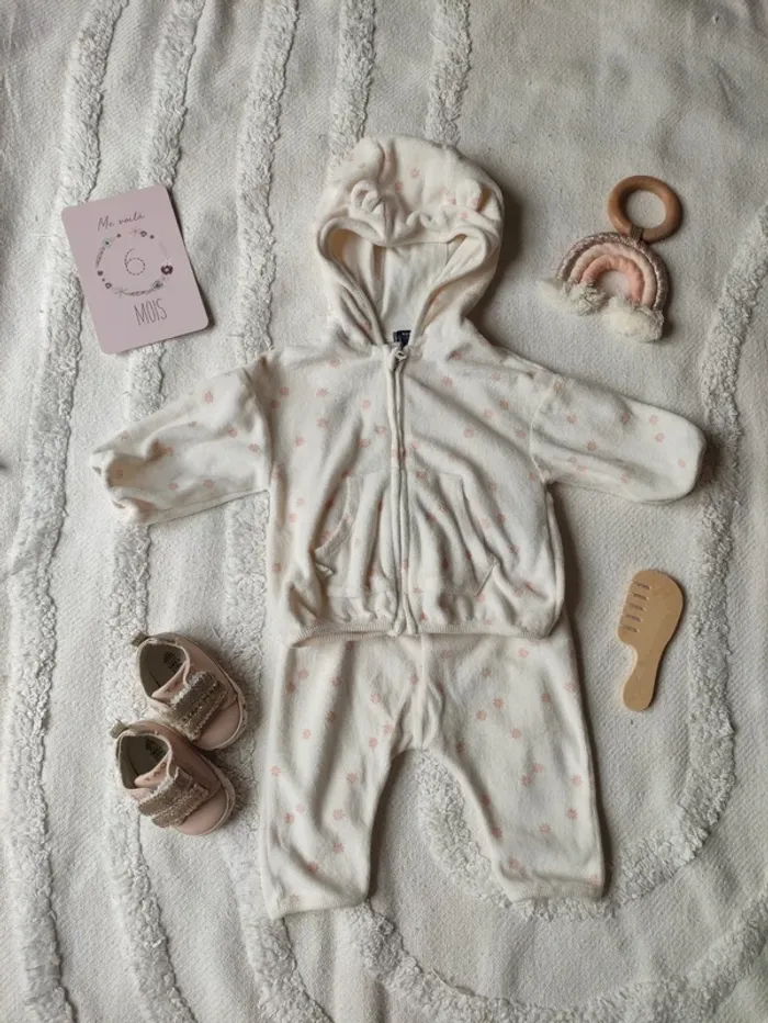 Ensemble jogging velours fille 6 mois - photo numéro 3