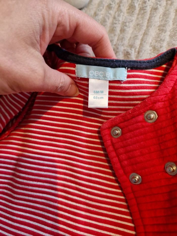Ensemble gilet et salopette Obaïbi 6 mois rouge - photo numéro 11