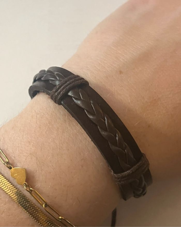 🌻 Destockage 🌻 Bracelet similicuir marron tressé