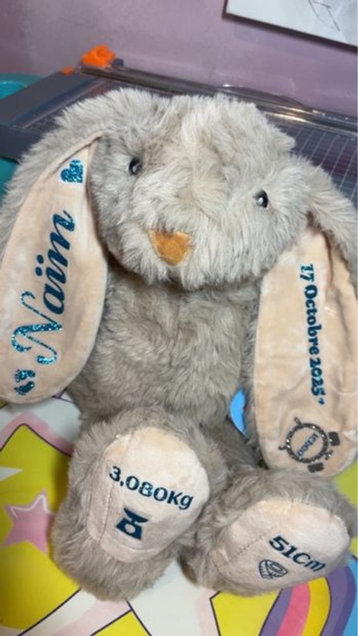 doudou lapin personnalisée cadeau naissance - photo numéro 2